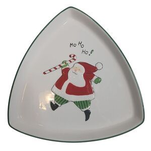 Fitz & Floyd Merry Christmas Collection Plate Santa Claus Ho Ho Ho Traingular